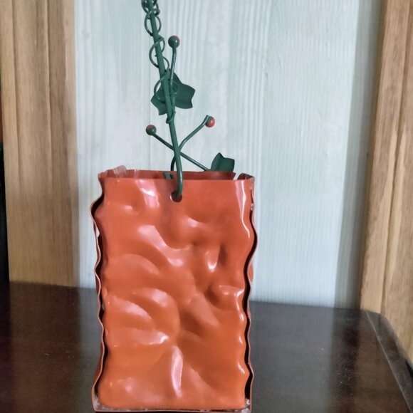 Metal Jack O Lantern Candle Holder Handle Leaf Accents Halloween Decor - Picture 4 of 8